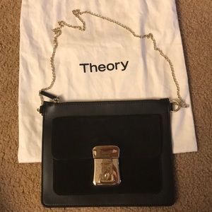 Theory clutch with gold clasp and chain - new